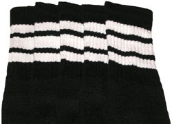 White striped Black tube socks