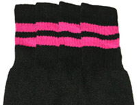 Hot Pink striped Black tube socks