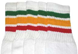 Rasta striped tube socks
