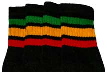 Black Rasta striped tube socks